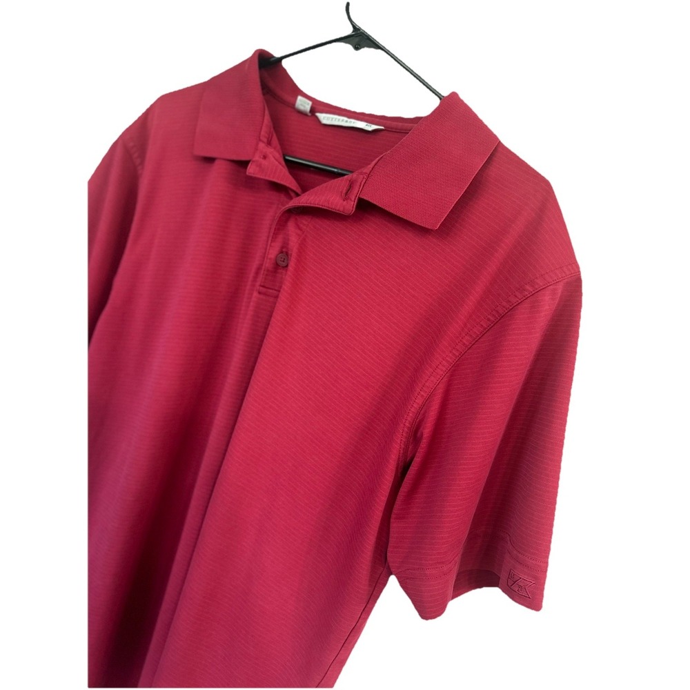 Cutter‎ & Buck Golf Polo Shirt Men's Large Red Stripe Signature Casual Collared - Picture 5 of 10